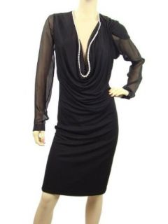 Jean Paul Gaultier Dress   Black Silk Pearl Trimmed Dress Size US 6