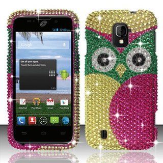 For ZTE Majesty Z796c (StraightTalk) Full Diamond Design Cover   Owl FPD Cell Phones & Accessories