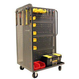 Valley Craft F89550B Modular A Frame Bin Cart with 6" Phenolic Casters and 2 Pegboard, 2000 lbs Capacity, 36" Length x 30" Width x 62" Height, Blue Service Carts