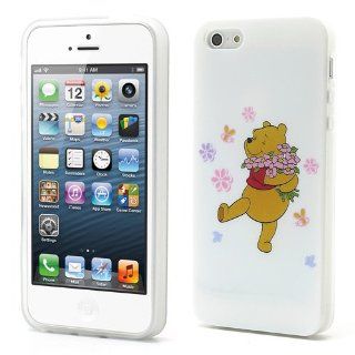 Winnie the Pooh Holding Flowers TPU Soft Gel Case for the iPhone 5 Cell Phones & Accessories