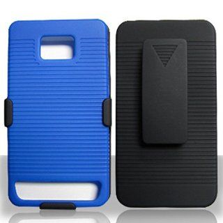 Blue Hard Soft Gel Dual Layer Holster Cover Case for Samsung Galaxy S2 S II AT&T i777 SGH i777 Attain i9100 Cell Phones & Accessories