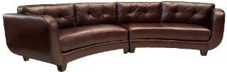 Elements Fine Vittorio Top Grain Leather Sectional, Mahogany   Sectional Sofas