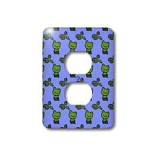 lsp_36003_6 777images Designs Patterns   Green Frogs and Lily pads on a blue background. Pond full of frogs.   Light Switch Covers   2 plug outlet cover    