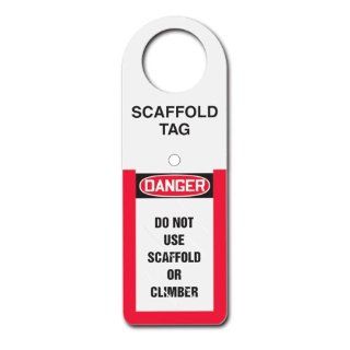 Accuform Signs TSS801 Plastic Status Alert Tag Holder, Legend "DANGER DO NOT USE SCAFFOLD OR CLIMBER", 4 1/2" Width x 12" Height x 0.060" Thickness, Black/Red on White Lockout Tagout Locks And Tags