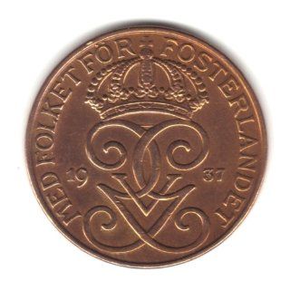 1937 Sweden 5 Ore Coin KM#779.2 