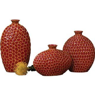 Mocho Vases in Red (Set of 3)  Decorative Vases  Patio, Lawn & Garden