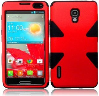 For LG Optimus F7 US780 Red/Black Dynamic Impact Hybrid Fusion Tuff Double Layer Cover Case Cell Phones & Accessories