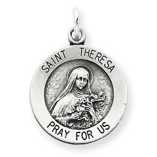 Sterling Silver St. Theresa Medal Charm   JewelryWeb Clasp Style Charms Jewelry