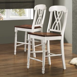 Ohana Counter Height Chair   White & Cherry   Set of 2   Dining Chairs