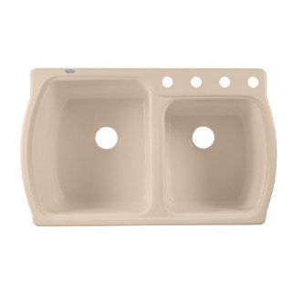 American Standard 7255.804.045 Chandler Americast Double Bowl Kitchen Sink with 4 Holes, Fawn Beige    
