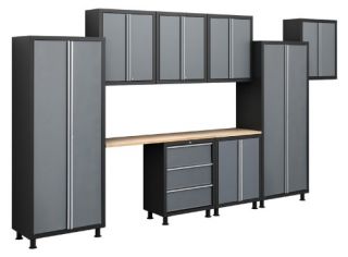NewAge Products Bold Series 13 ft.  8 in. System   9 Piece Set   Grey   Cabinets