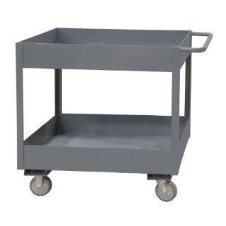 Durham 14 Gauge Steel Stock Truck with 6" Lips Up, RSC6 2436 2 95, 1200 lbs Capacity, 24" Length x 36" Width x 37 5/8" Height, 2 Shelves, Gray Powder Coat Finish Service Carts