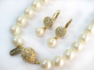 Formal Cream/Champagne Color Faux Pearl Necklace & Matching Earring   Bridesmaid Jewelry SET Jewelry