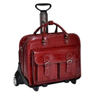 Siamod San Martino Ladies Detachable Wheeled Italian Crocco Leather Laptop Case   Cherry Red   Briefcases & Attaches