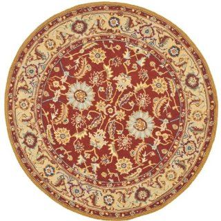 Safavieh HK805A 5R Chelsea Collection 5 Feet 6 Inch Hand hooked Wool Round Area Rug, Red and Ivory  