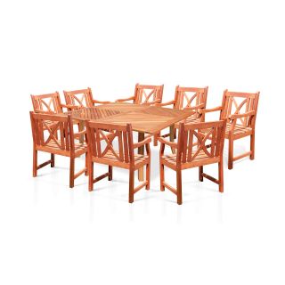 Crossback 60 in. Square Table and Chairs Dining Set   Seats 8   Patio Dining Sets