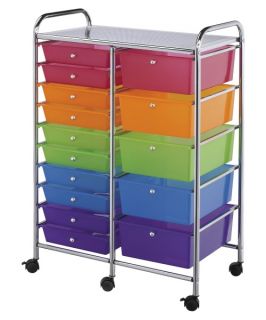 Blue Hills Studio 15 Drawer Multi Colored Storage Cart   Flat Files & Storage