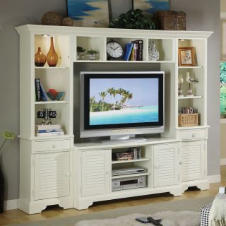 Riverside Splash of Color TV Stand with Piers   Shore White   Entertainment Centers