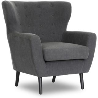 Baxton Studio Lombardi Linen Modern Club Chair   Dark Gray   Club Chairs