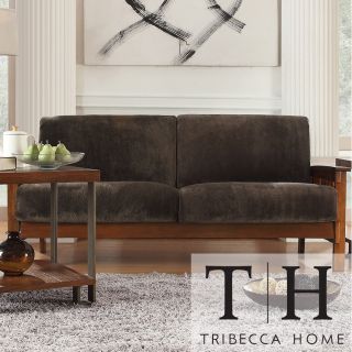 Tribecca Home Mission Dark Brown Champion Fabric Sofa