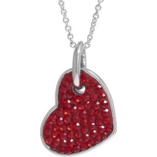 Womens Silver Plated Crystals Heart Pendant   Red/Silver (18)