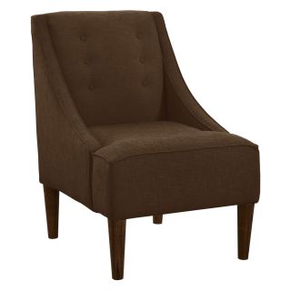 Buttons Swoop Arm Linen Chair   Chocolate   Accent Chairs
