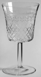 Unknown Crystal Unk5016 Water Goblet   Geometric Etch,Criss Cross On Bowl