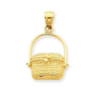 14k Gold Large Nantucket Basket Pendant Jewelry