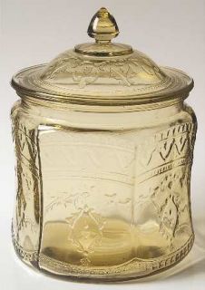 Federal Glass  Patrician Amber Cookie Jar with Lid   Amber,Depression Glass