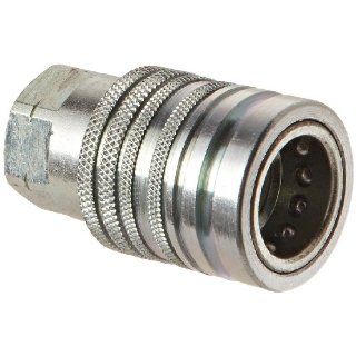 Dixon Valve 4AGF4 PV PS Steel Poppet Style Agricultural Push Pull Ball Valve Hydraulic Fitting, Socket, 1/2" Coupler x 1/2"   14 NPTF Female Thread Quick Connect Hose Fittings