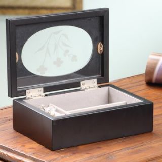 Jade Glass Top Jewelry Box   Espresso   6.25W x 2H in.   Womens Jewelry Boxes