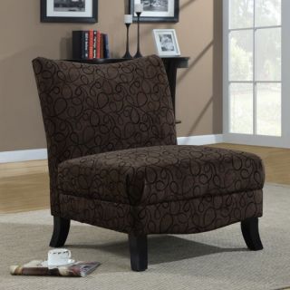Monarch Straight Back Swirl Fabric Accent Chair   Brown   Accent Chairs