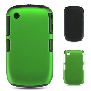 Premiun Hybrid Black Skin + Green Hard Rubber Phone Protector Hard Cover Case for Blackberry Curve 8520 8530 3G 9300 Cell Phones & Accessories