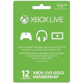 Xbox Live 12 Month Gold 2013 $59.99