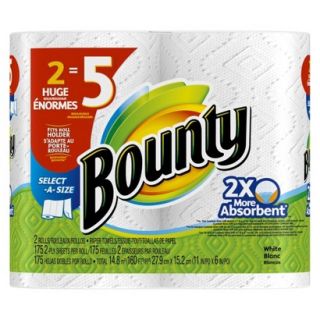 BOUNTY Paper Towels Select   A   Size Huge Roll   2 Pack (175 Sheets per Roll)