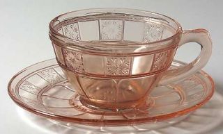 Jeannette Doric Pink Cup and Saucer Set   Pink, Depression Glass