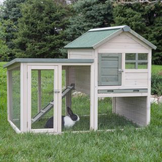Boomer & George White Wash Rabbit Hutch   Rabbit Cages & Hutches
