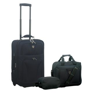 Travelers Club 3 Piece Traveler's Carry On   Black   Luggage Sets