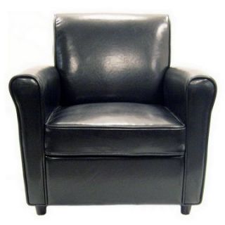 Baxton Studio Feste Leather Accent Chair   Black   Club Chairs