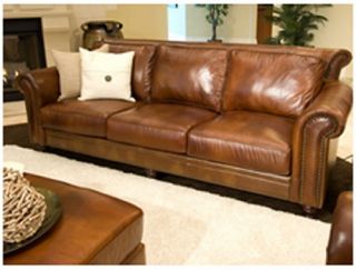 Paladia Top Grain Leather Sofa in Rustic   Sofas