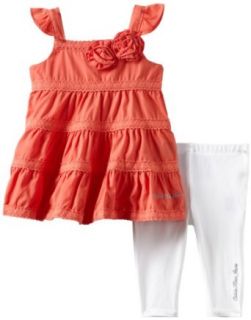 Calvin Klein Baby girls Infant Coral Tunic with Leggings, Pink, 24 Months Clothing