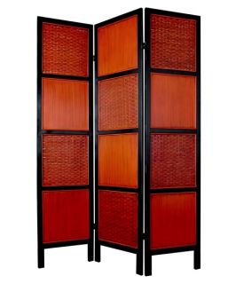 Oriental Furniture Tainan Screen Room Divider Red Woven Rattan   Room Dividers