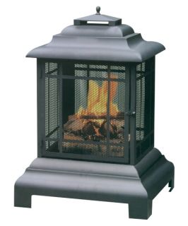Uniflame Black Stainless Steel Outdoor Firehouse   Fireplaces & Chimineas