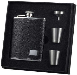 Visol "Eclipse S" Deluxe Flask Gift Set, 6 Ounce, Black Kitchen & Dining
