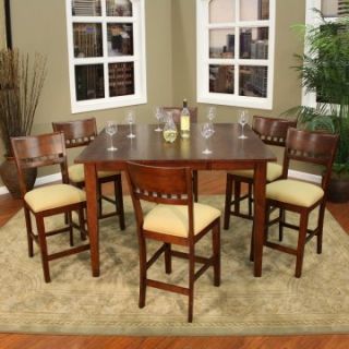 AHB Este 7 Piece Butterfly Counter Height Set with Andria Stools   Dining Table Sets