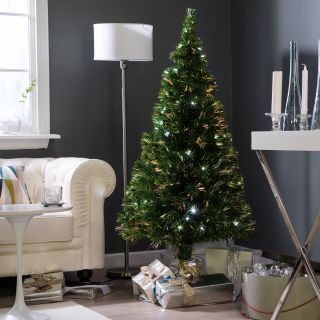 Metallic Green Clover Medium Fiber Optic Pre lit Christmas Tree   5 ft.   Clear   Christmas Trees