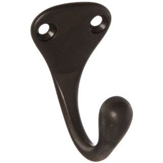 Rockwood 790.10B Bronze Small Coat Hook, 1 1/4" Width x 1 3/8" Height, 1 7/8" Projection, Satin Oxidized Oil Rubbed Finish