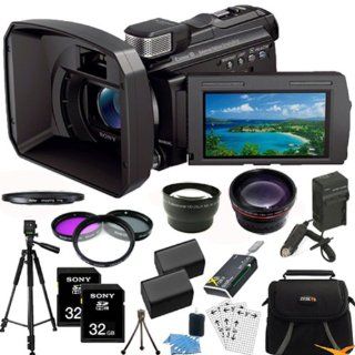 Sony HDR PJ790V PJ790 HDRPJ790 HDRPJ790V High Definition Handycam Camcorder with 3.0 Inch LCD (Black) ULTIMATE Bundle with 32GB SD Card (qty 2), Full Sized Tripod, Spare Battery, Rapid AC/DC Charger, Wide Angle and 2X Telephoto Lens + MORE  Camera & P
