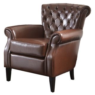 Franklin Brown Tufted Leather Club Chair   Club Chairs