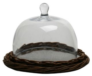 Tag Small Willow Tray and Glass Dome Cheese Server   Bell Jars & Cheese Domes